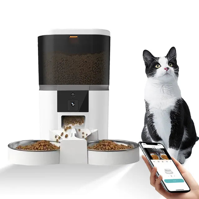 Automatic Pet Food Dispenser with Camera for Cats Dogs