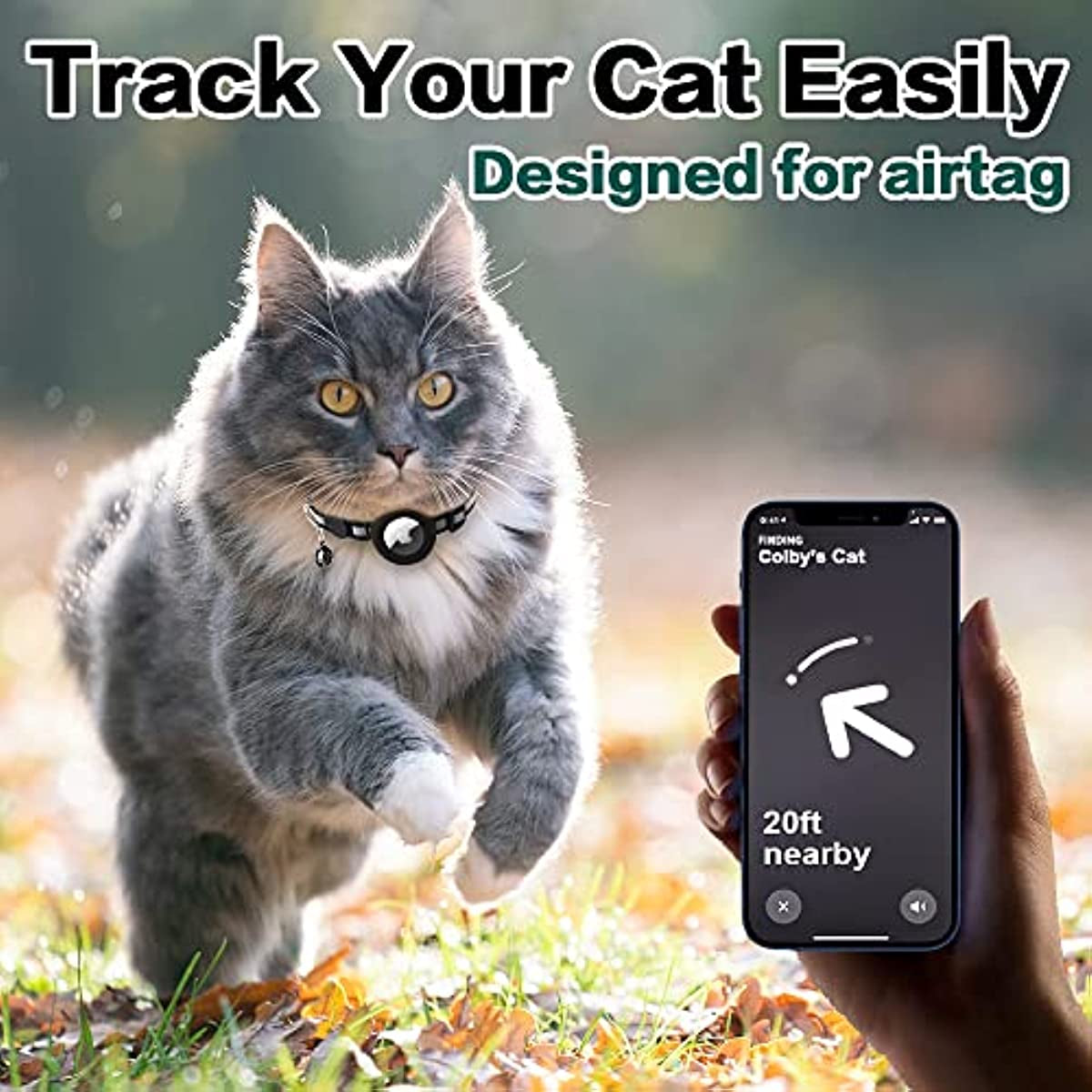 Durable Reflective Cat Collar with Apple Air Tag Holder