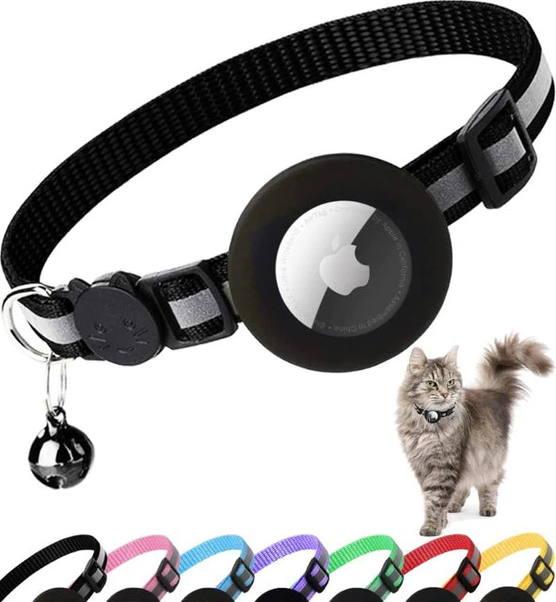 Durable Reflective Cat Collar with Apple Air Tag Holder